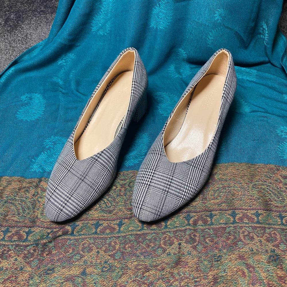 Plaid Career Block Heels NWOT Sz7